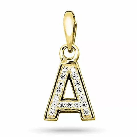 bokstav a zirkon anheng i 9 karat gull