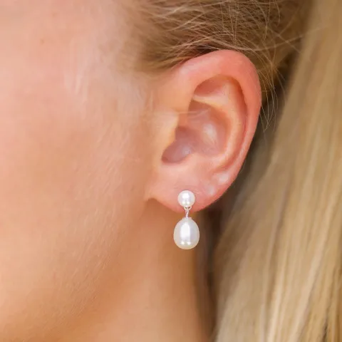 7 - 8 mm perle øredobber i sølv