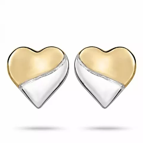 hjerte ørestikker i sølv med rhodinering med forgylt sølv