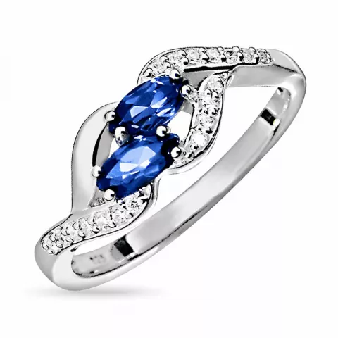 Bedårende blå ring i sølv