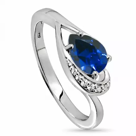 Elegant blå ring i sølv