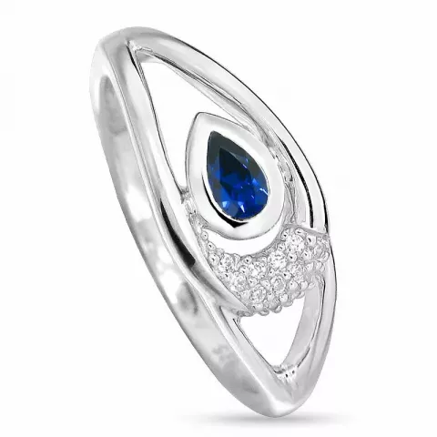 Blank blå ring i sølv