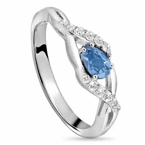Elegant blå ring i sølv