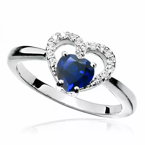 hjerte blå ring i sølv