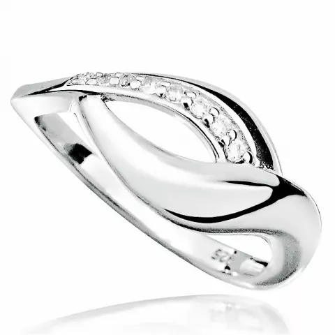 Blank hvit zirkon ring i sølv