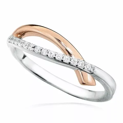 zirkon ring i sølv med forgylt sølv