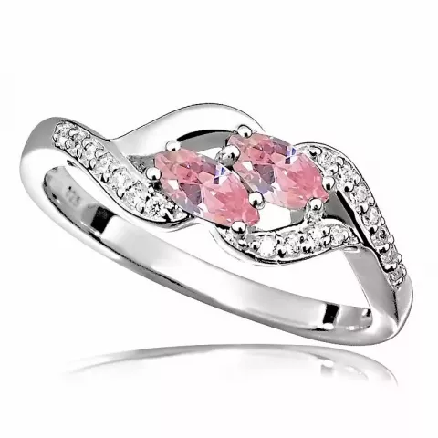 Bedårende rosa ring i rodinert sølv
