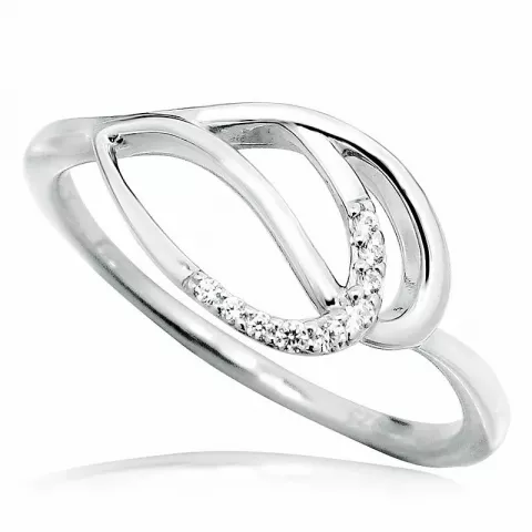 Elegant dråpe hvit zirkon ring i rodinert sølv