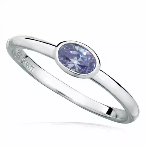 oval lilla zirkon ring i rodinert sølv