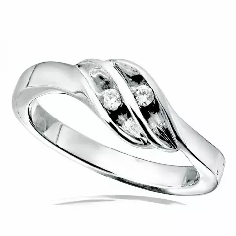Bedårende abstrakt hvit zirkon ring i rodinert sølv