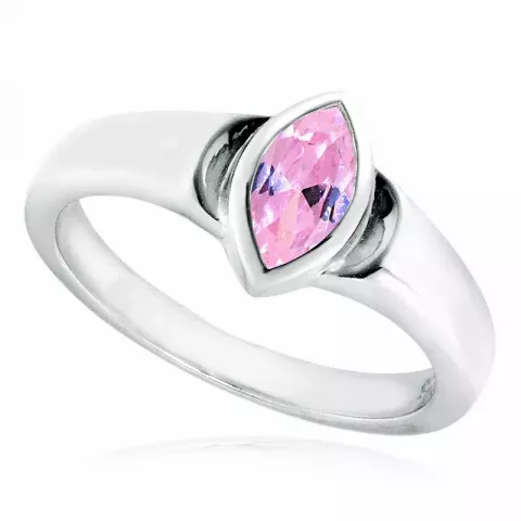 oval rosa zirkon ring i rodinert sølv