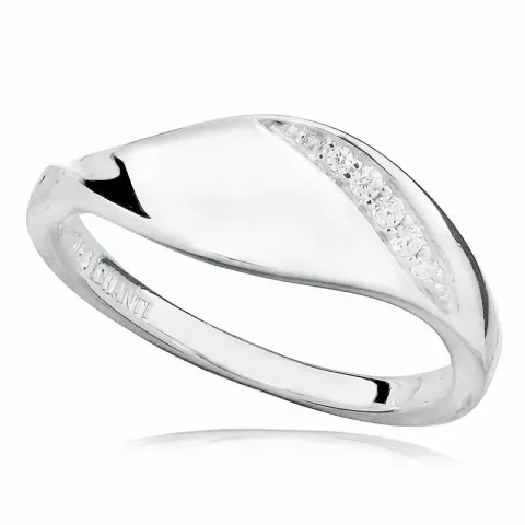 Elegant abstrakt hvit zirkon ring i rodinert sølv