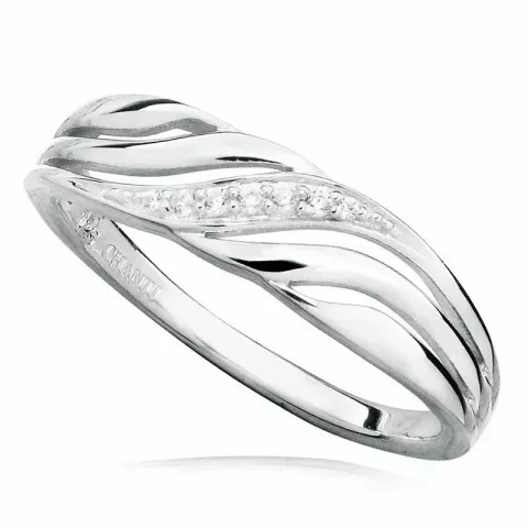 Elegant hvit zirkon ring i rodinert sølv
