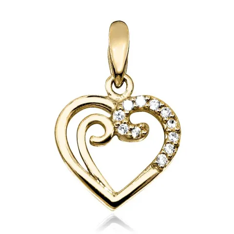 hjerte anheng i 9 karat gull