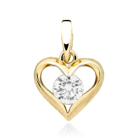 hjerte anheng i 9 karat gull