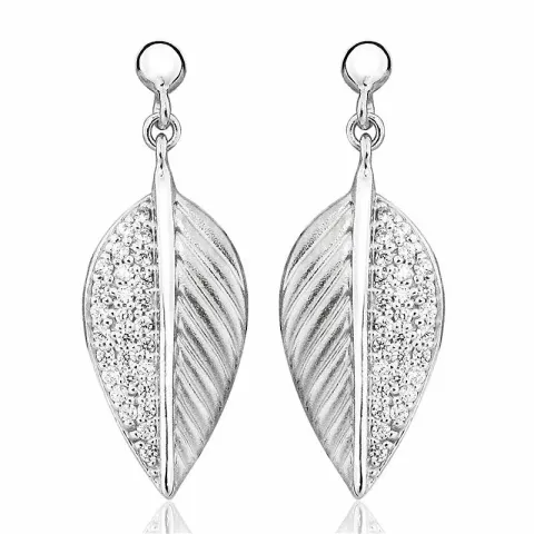 Store blad øredobber i sølv