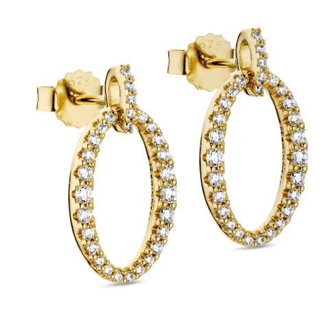 ovale zirkon øredobber i forgylt sølv