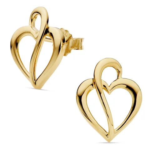 hjerte øredobber i forgylt sølv