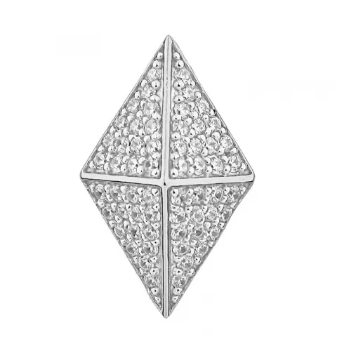 Elegant firkantet zirkon anheng i rodinert sølv