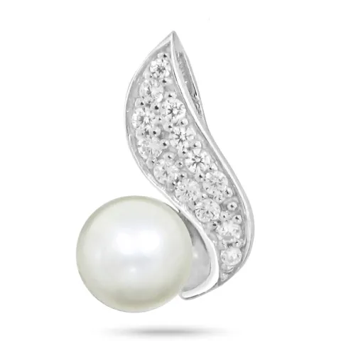 Blank perle anheng i rodinert sølv