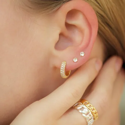 13,5 mm zirkon creol i forgylt sølv - Lumé Illume