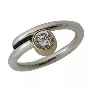 Elegant RS of Scandinavia ring i sølv med 14 karat gull hvit zirkon