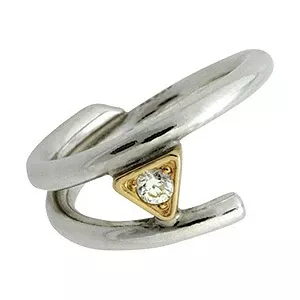 RS of Scandinavia ring i sølv med 14 karat gull hvit zirkon