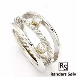 RS of Scandinavia ring i sølv og 14 karat gull hvit zirkon