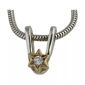 RS of Scandinavia stjerne anheng med halskjede i sølv med 14 karat gull hvit zirkon