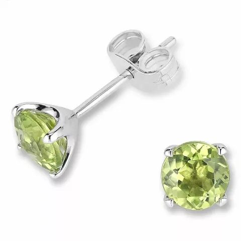 Grønn peridot øredobber i 9 karat hvitt gull med peridot 