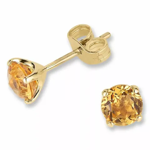 gul kvarts øredobber i 9 karat gull med kvarts 