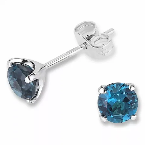 mørkeblå topas ørestikker i 9 karat rosa gull med London topas 