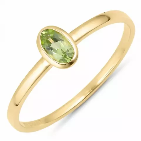 Elegant oval grønn peridot ring i 9 karat gull