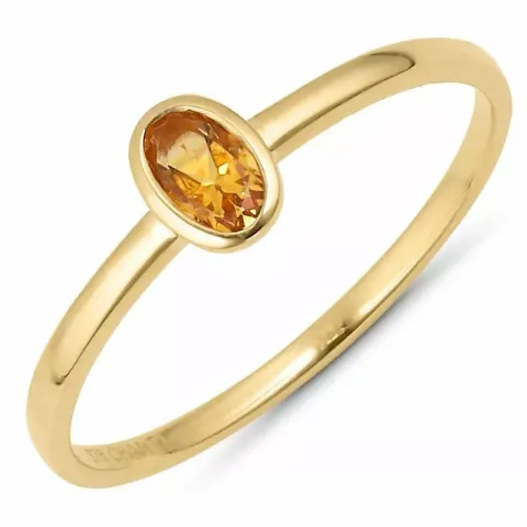 Bedårende oval oransje citrin ring i 9 karat gull