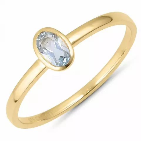 oval blå topas ring i 9 karat gull