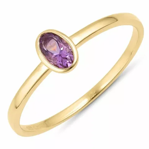 oval lilla ametyst ring i 9 karat gull