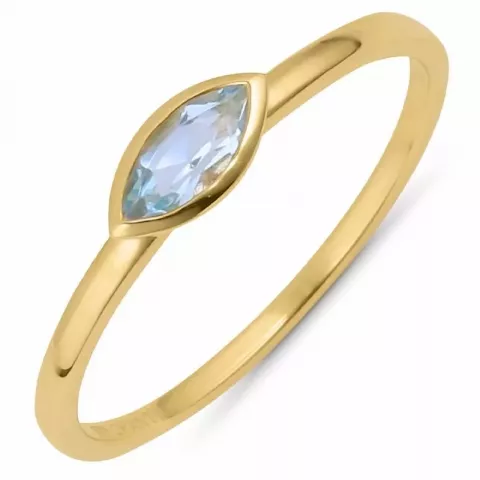 Bedårende oval blå topas ring i 9 karat gull