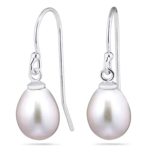 7-7,5 mm grå perleøredobb i rodinert sølv