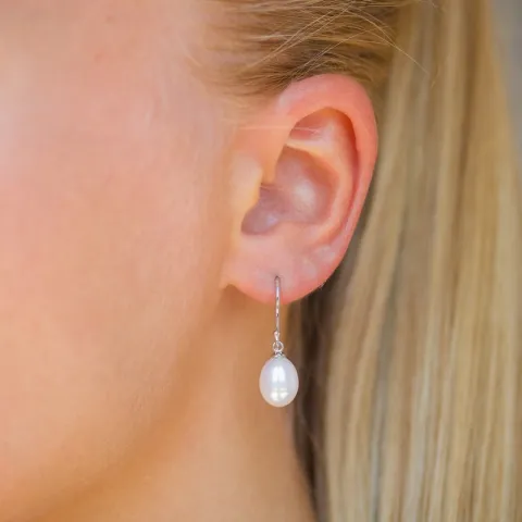 8-8,5 mm perle øredobber i sølv