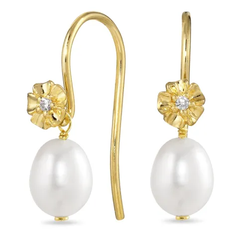 blomst perle øredobber i forgylt sølv