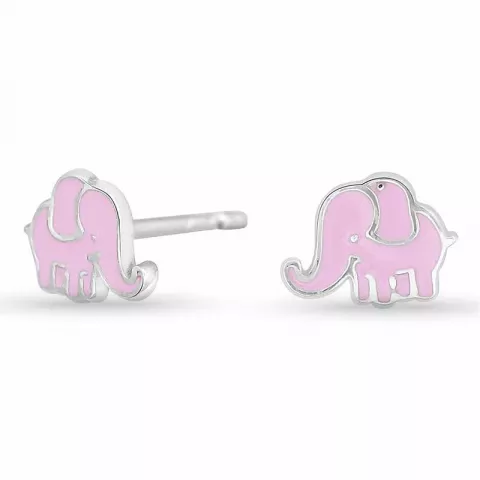 NORDAHL ANDERSEN elefant øredobber i rodinert sølv rosa emalje