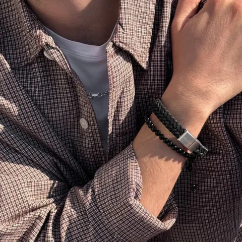Nordahl andersen armbånd i stål svart onyks