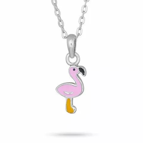 NORDAHL ANDERSEN halskjede med anheng i rodinert sølv rosa emalje gul emalje svart emalje