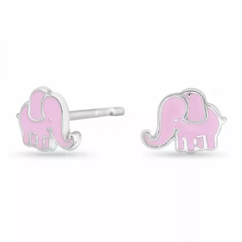 NORDAHL ANDERSEN elefant øredobber i rodinert sølv rosa emalje
