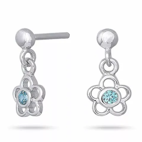 NORDAHL ANDERSEN blomst øredobber i rodinert sølv blå zirkon