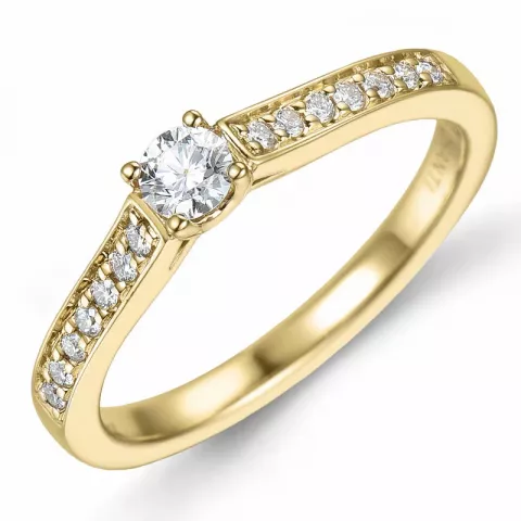 diamant ring i 14 karat gull 0,15 ct 0,11 ct