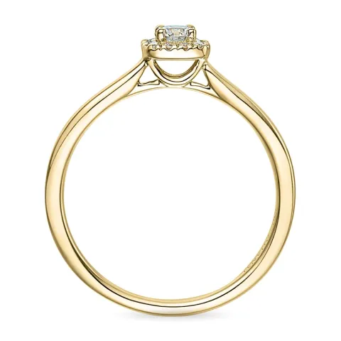 firkantet diamant ring i 14 karat gull 0,15 ct 0,06 ct