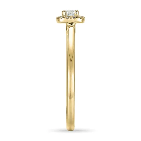 firkantet diamant ring i 14 karat gull 0,15 ct 0,06 ct
