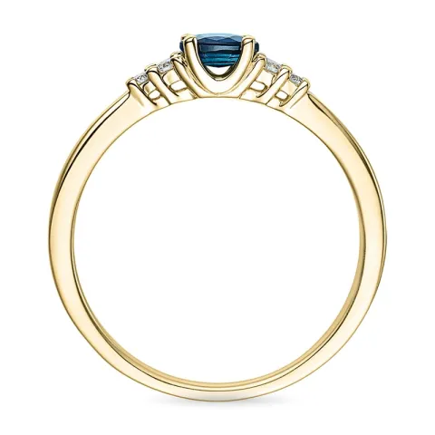 oval safir diamantring i 14 karat gull 0,35 ct 0,06 ct