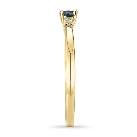 oval safir diamantring i 14 karat gull 0,35 ct 0,06 ct